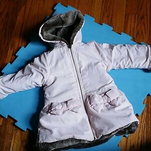 Lili Gaufrette Pink Hooded Jacket with Gray Lining